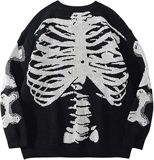 Oversized Skeleton Crew Neck Sweater for Halloween