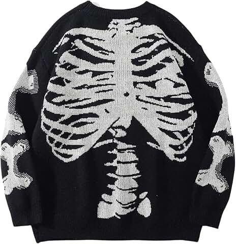 Oversized Skeleton Crew Neck Sweater for Halloween