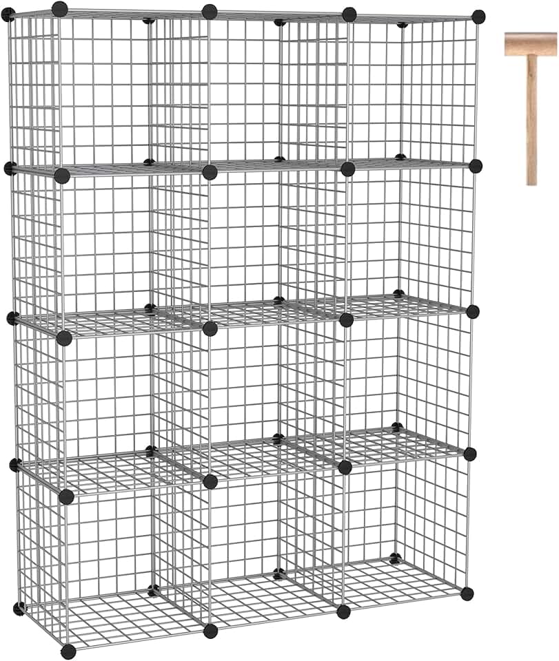 Wire Cube Storage Organizer with 12 Metal Grids