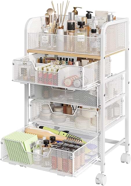 White 4-Drawer Makeup and Skincare Organizer