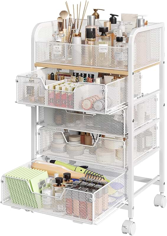 White 4-Drawer Makeup and Skincare Organizer