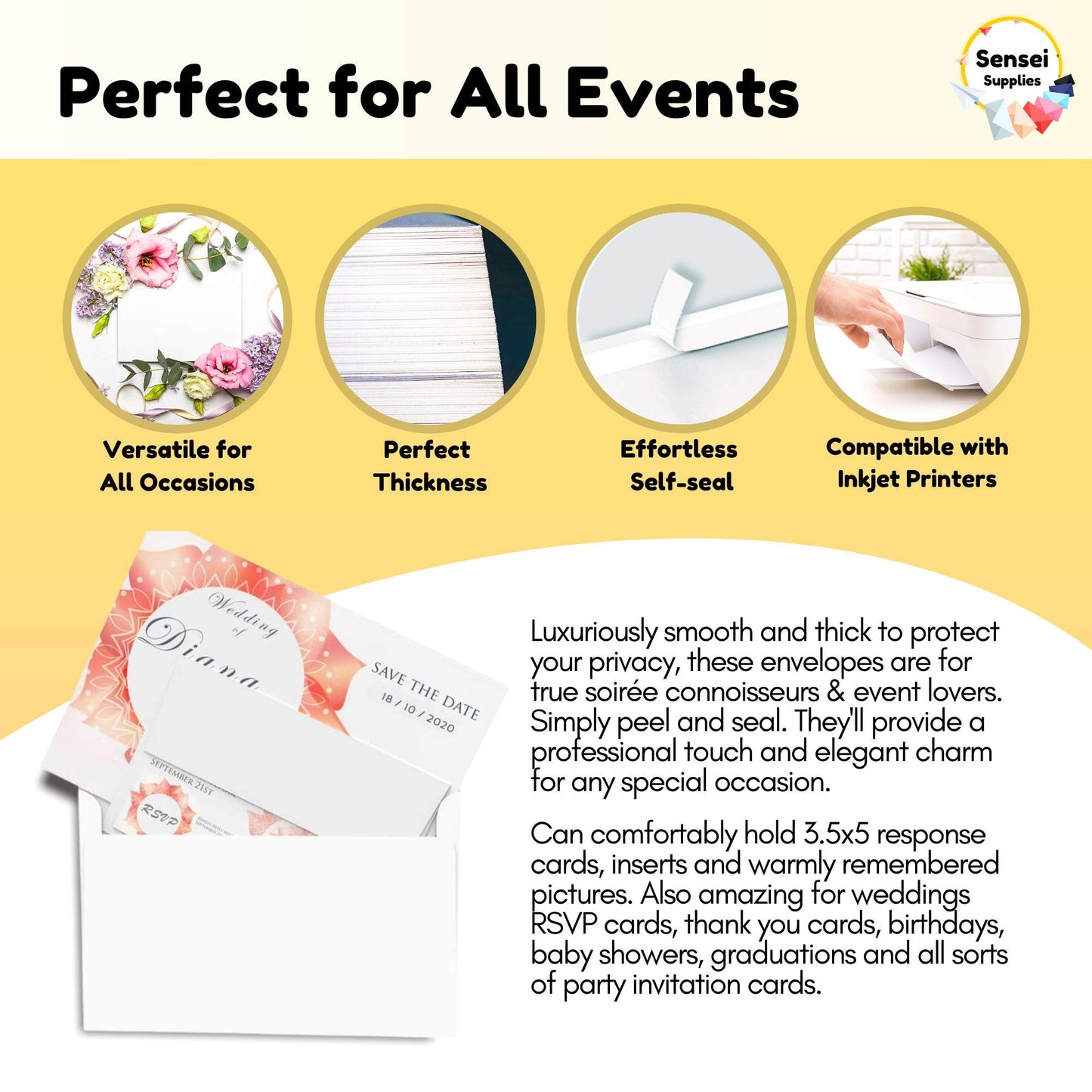 White RSVP Small Envelopes for 3x5 Inserts