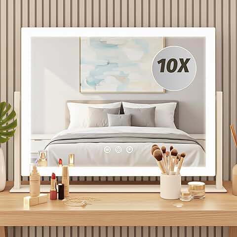 Lighted Hollywood Vanity Mirror with Magnification and Touch