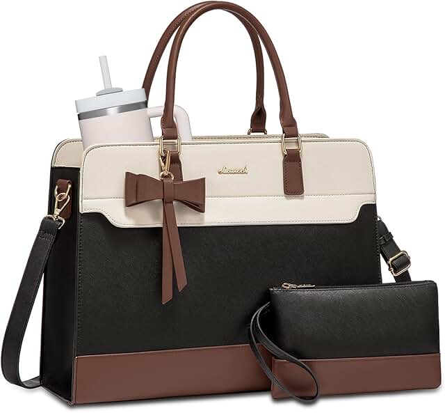 Leather Laptop Tote Bag for Women