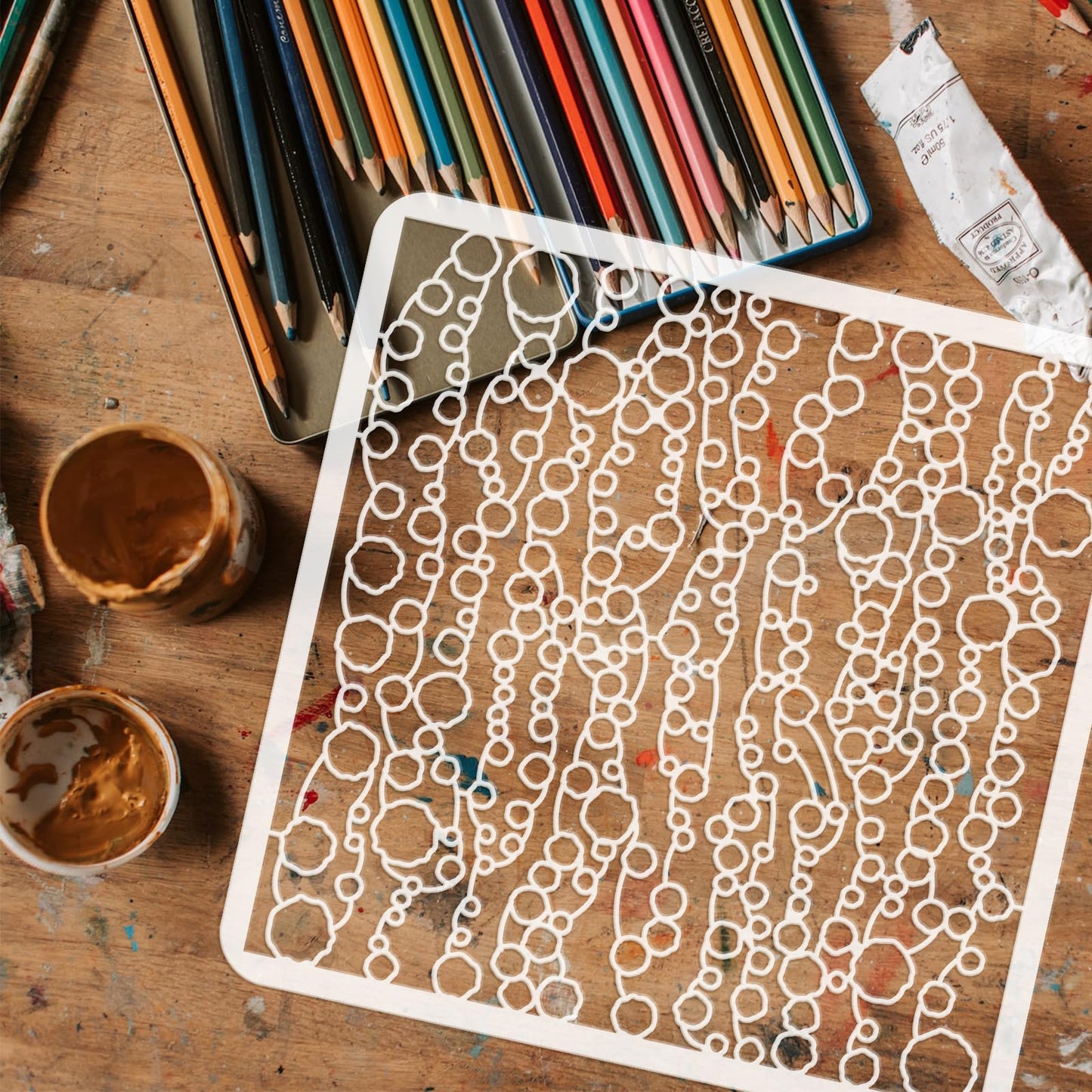 Air Bubbles Pattern Template 11.8x11.8 Inch Plastic Reusable
