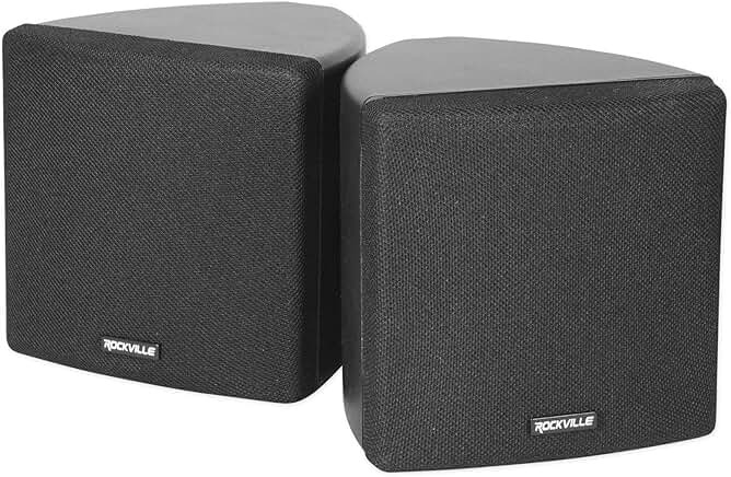 Pair of 3.5-inch 30W RMS Black Wall Speakers with Swivel Brackets