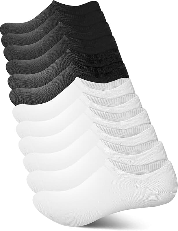 6 Pairs of No Show Ankle Socks for Women and Men