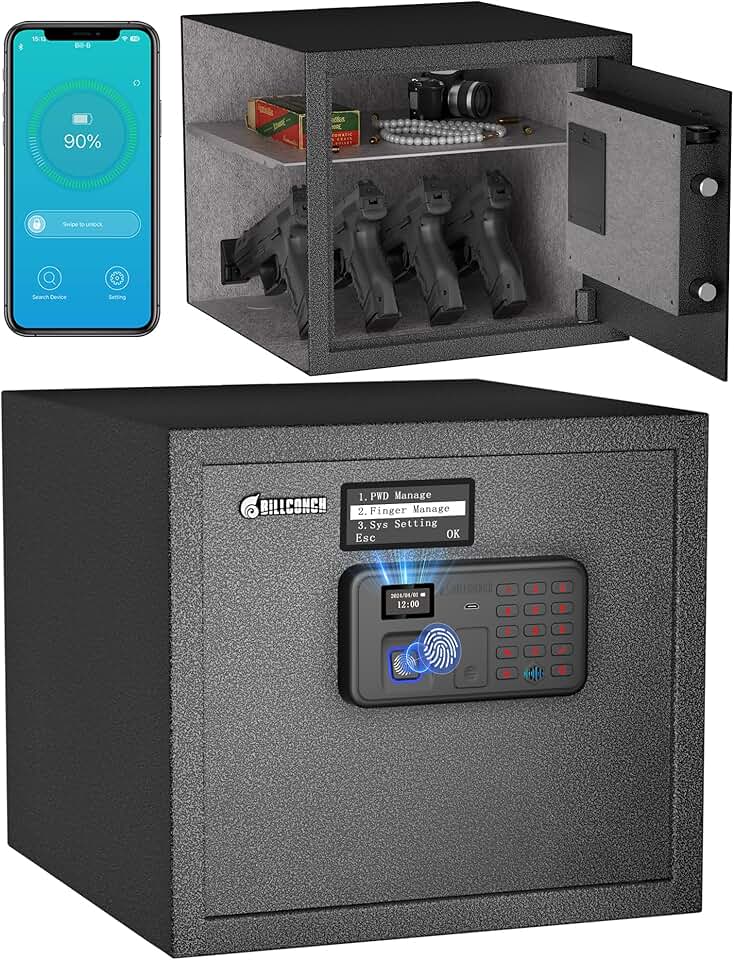 Smart Gun Safe with Fingerprint and Keypad Access