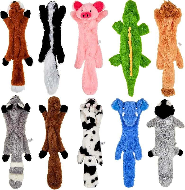 10 Pack Plush Squeaky Dog Toys for Small to Large Breeds