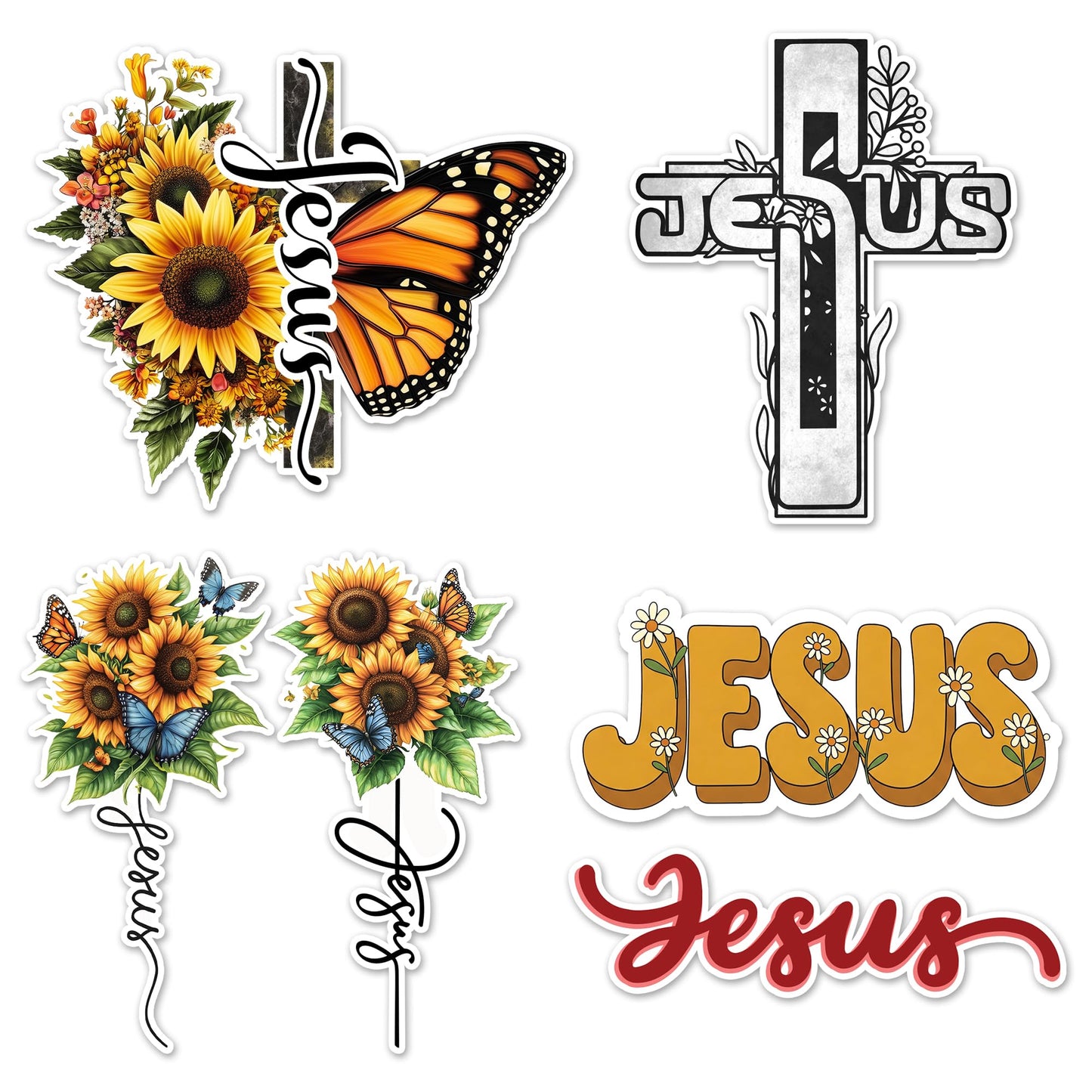 Set of 6 Christian Jesus Floral Inspirational Faith Stickers