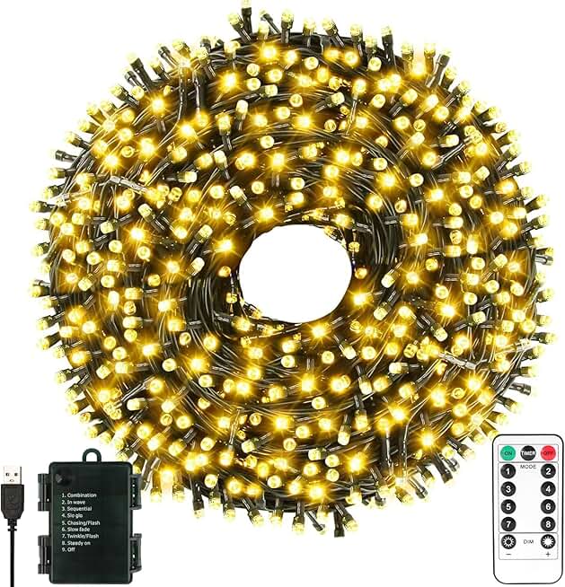 33ft 100LED Waterproof Battery or USB String Lights for Indoor Outdoor Use