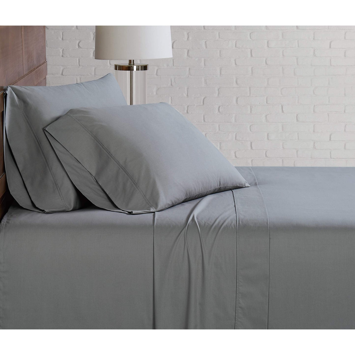Solid Cotton Percale Sheet Set, Queen, Grey