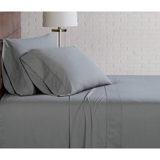 Solid Cotton Percale Sheet Set, Queen, Grey