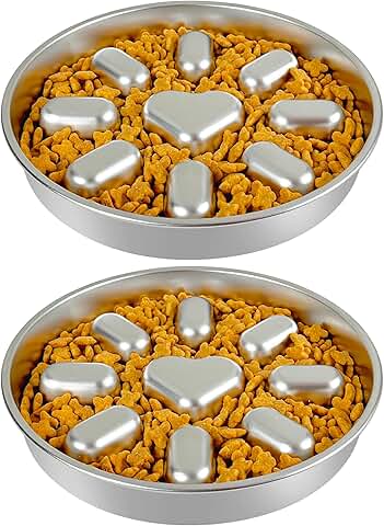 Slow Feeder Dog Bowls with Non-Slip Mat, 2 Pack