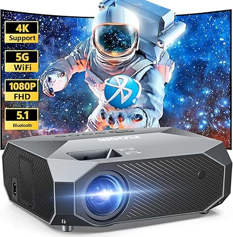 Portable 4K WiFi and Bluetooth Projector for Outdoor and Home Use