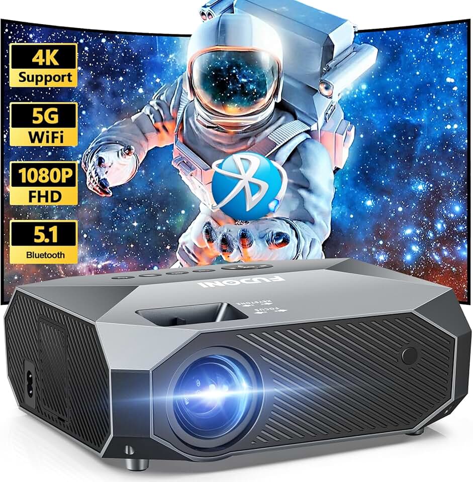 Portable 4K WiFi and Bluetooth Projector for Outdoor and Home Use