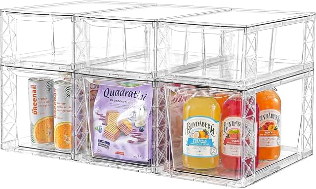 Six Clear Stackable Storage Bins with Handles