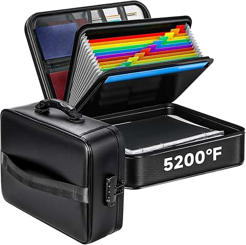 Fireproof Portable Document Organizer with Lock