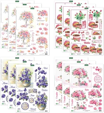 Soft Pink and Purple 3D Die Cut Decoupage Collection