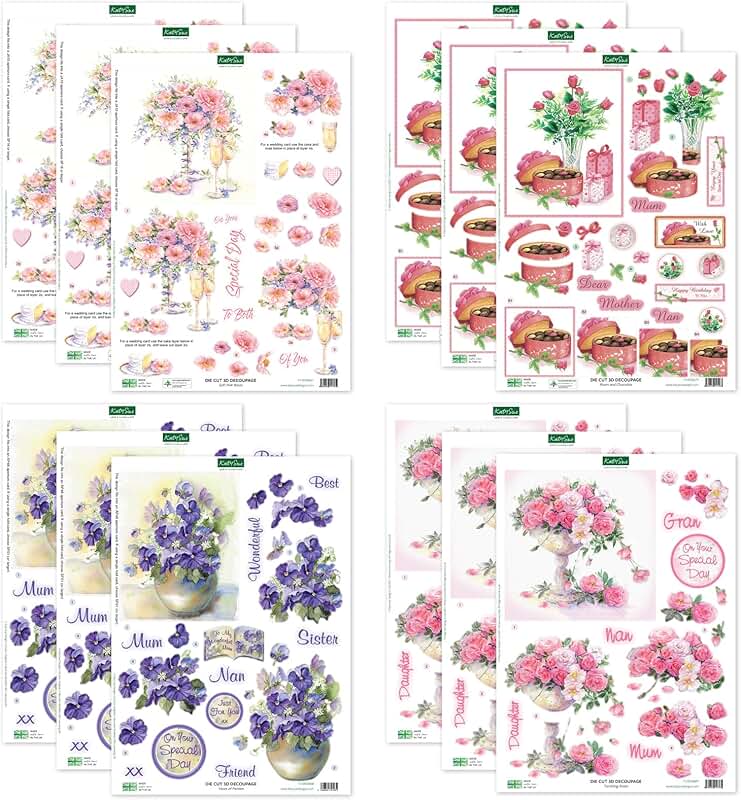Soft Pink and Purple 3D Die Cut Decoupage Collection