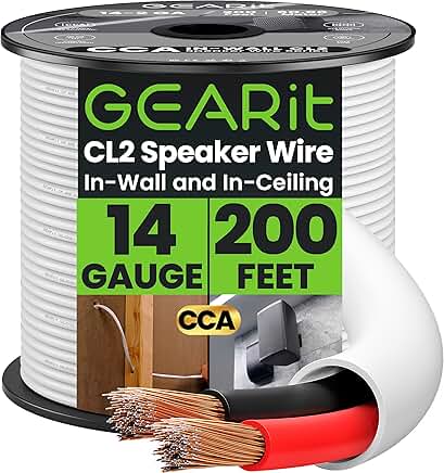 14-Gauge 200-Foot Black Speaker Wire for Indoor and Car Audio