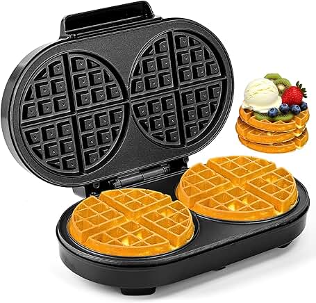 Double 6-Inch Waffle Maker with Nonstick Plates