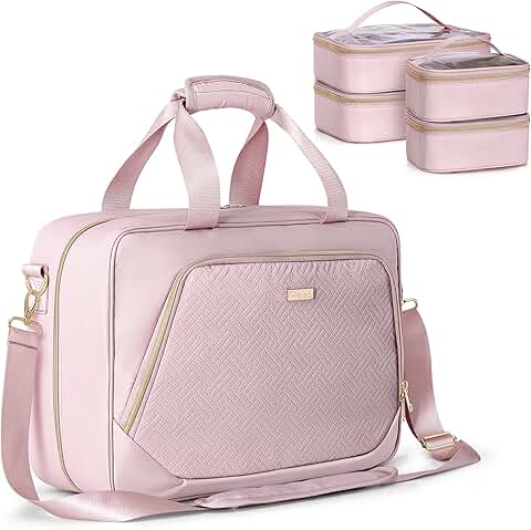 Large Pink Makeup Organizer with Detachable Bags