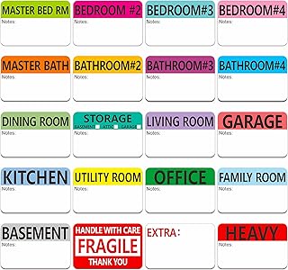 500 Color-Coded Moving Packing Box Labels with Writable Notes