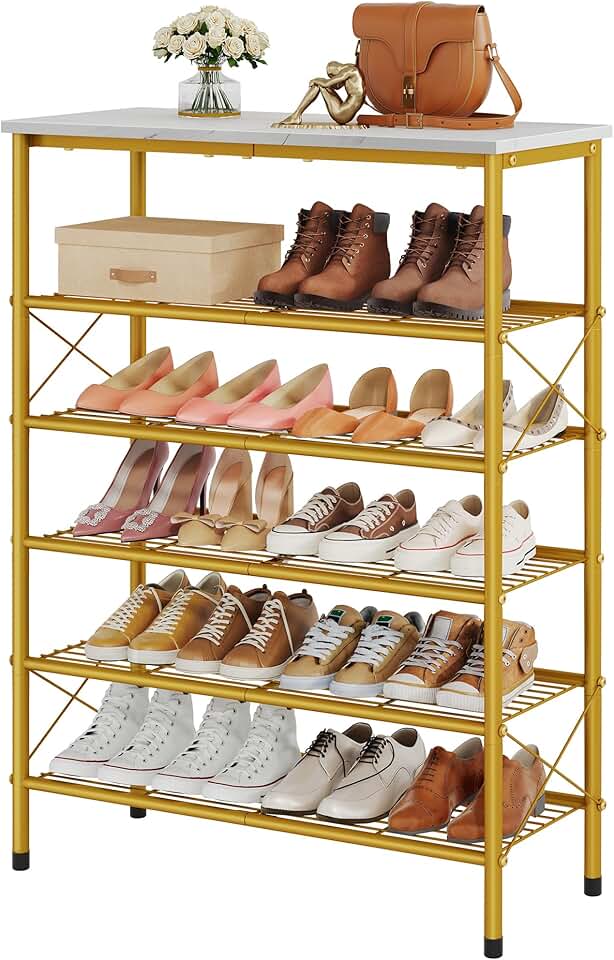 6-Tier Metal Shoe Rack for 20-24 Pairs of Shoes