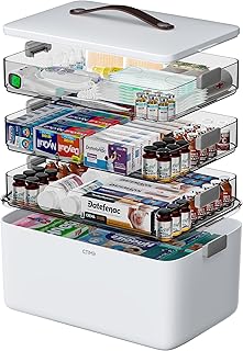 Large 4-Tier Medicine Organizer with Handle