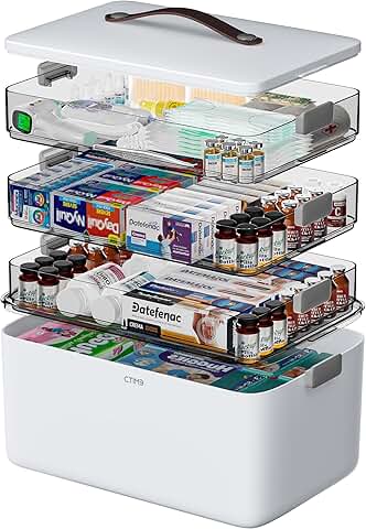 Large 4-Tier Medicine Organizer with Handle