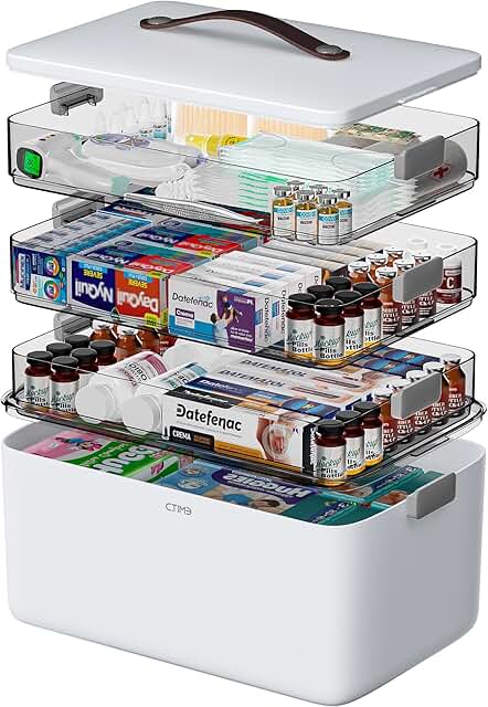 Large 4-Tier Medicine Organizer with Handle