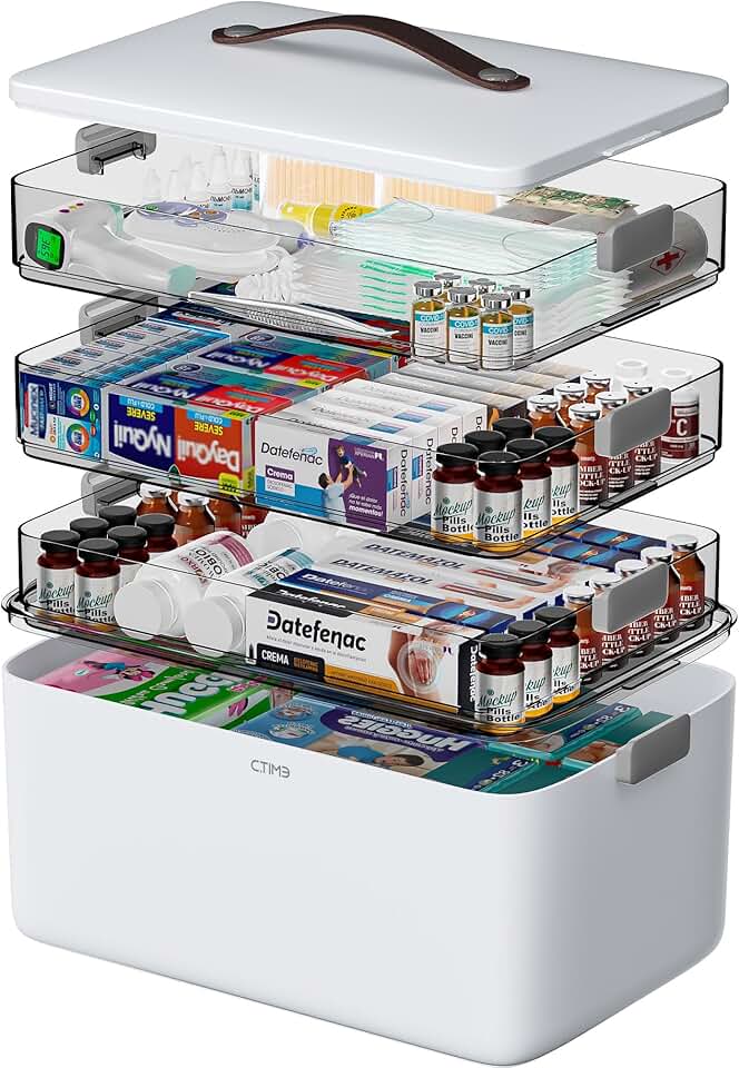 Large 4-Tier Medicine Organizer with Handle