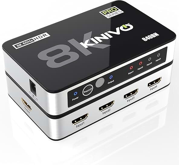 8K HDMI Switch 4-in-1, 60Hz, HDR10+, Dolby Atmos