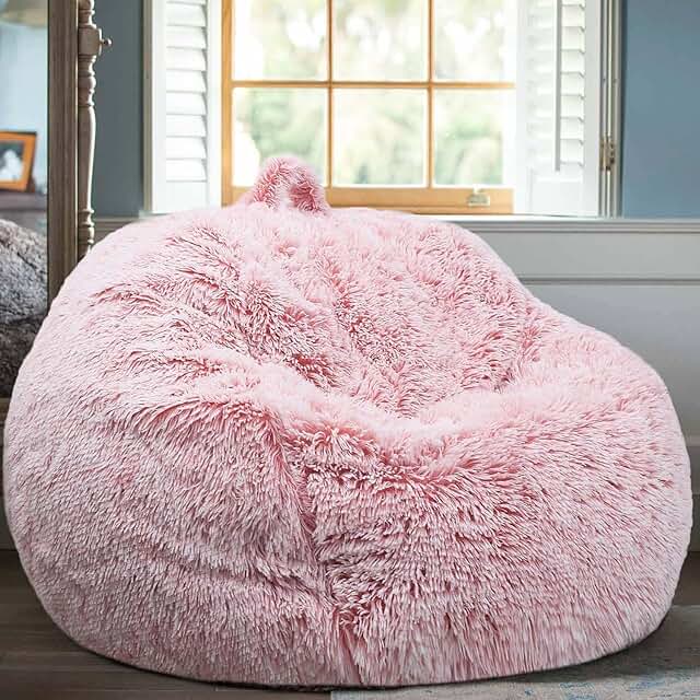 Dusty Pink Faux Fur Stuffed Animal Storage Cover