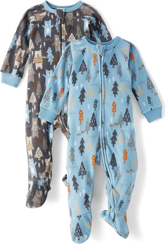 Baby Boys' Fleece Zip-Front Footed Pajama Set