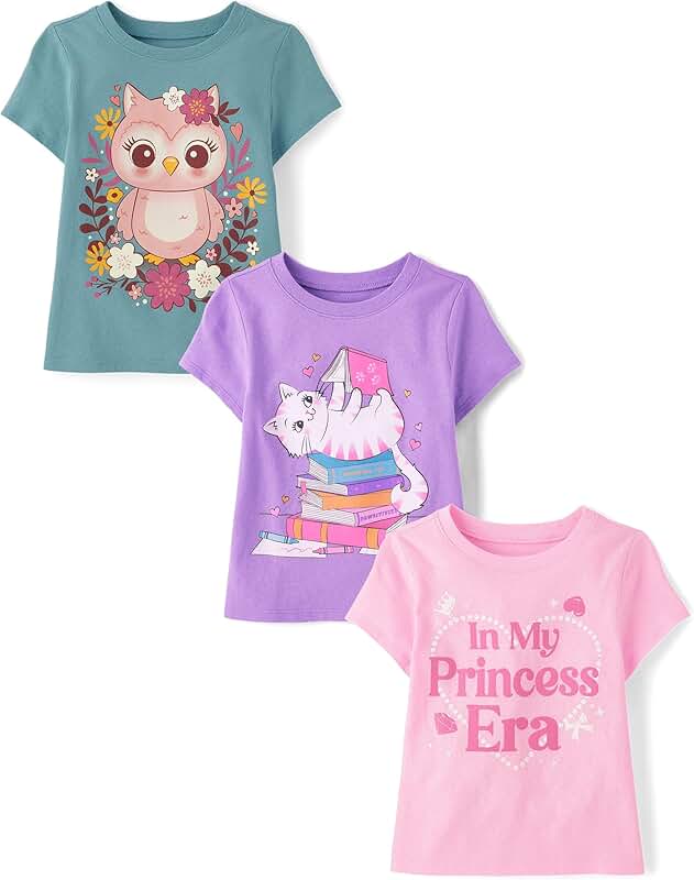 Baby Girl and Toddler Short Sleeve Graphic T-Shirts Pack