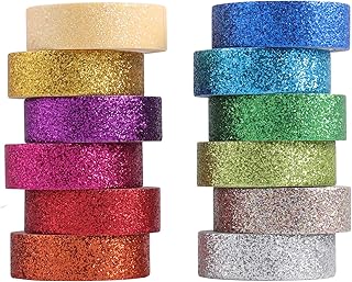 12-Color Glitter Washi Tape Set for Crafts and Decor