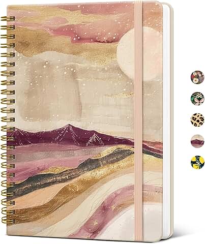Lined Spiral Notebook for Women, A5 Hardcover, 140 Pages