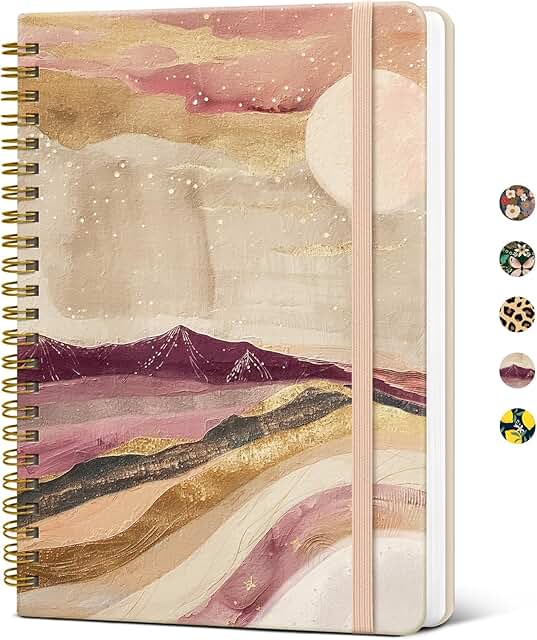 Lined Spiral Notebook for Women, A5 Hardcover, 140 Pages
