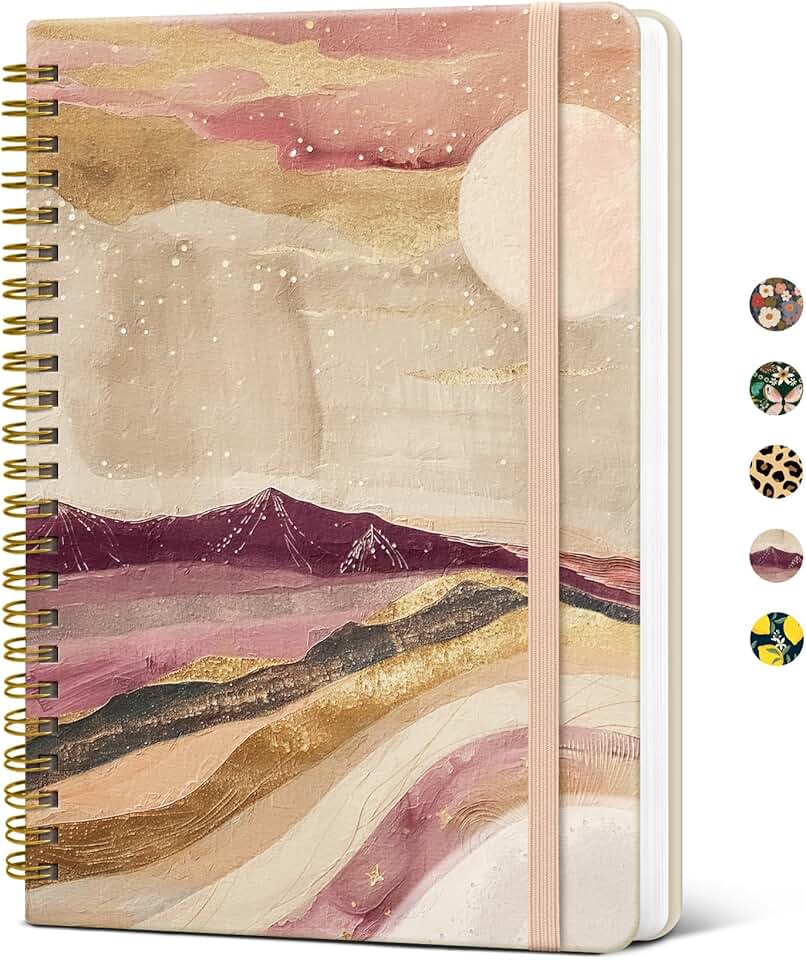 Lined Spiral Notebook for Women, A5 Hardcover, 140 Pages