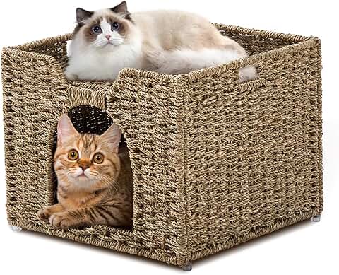Indoor Cat House with Seagrass Cave and Mat