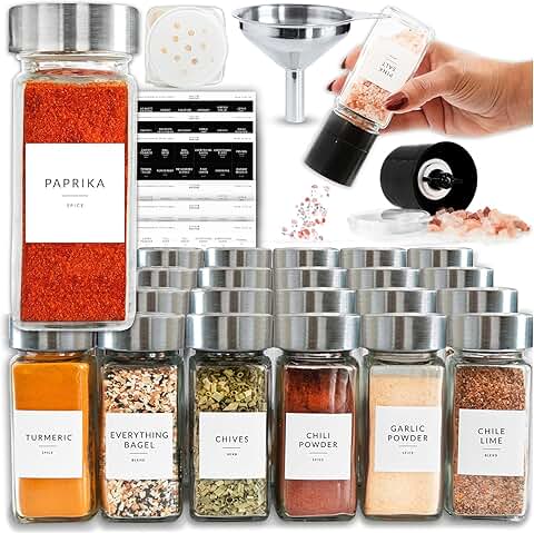 24 Pack 4oz Glass Jars with Labels, Lids, and Accessories