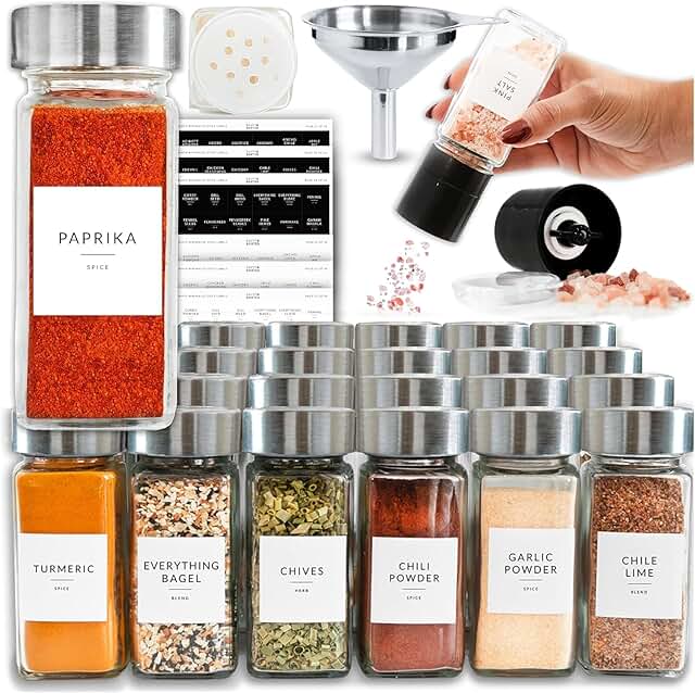 24 Pack 4oz Glass Jars with Labels, Lids, and Accessories