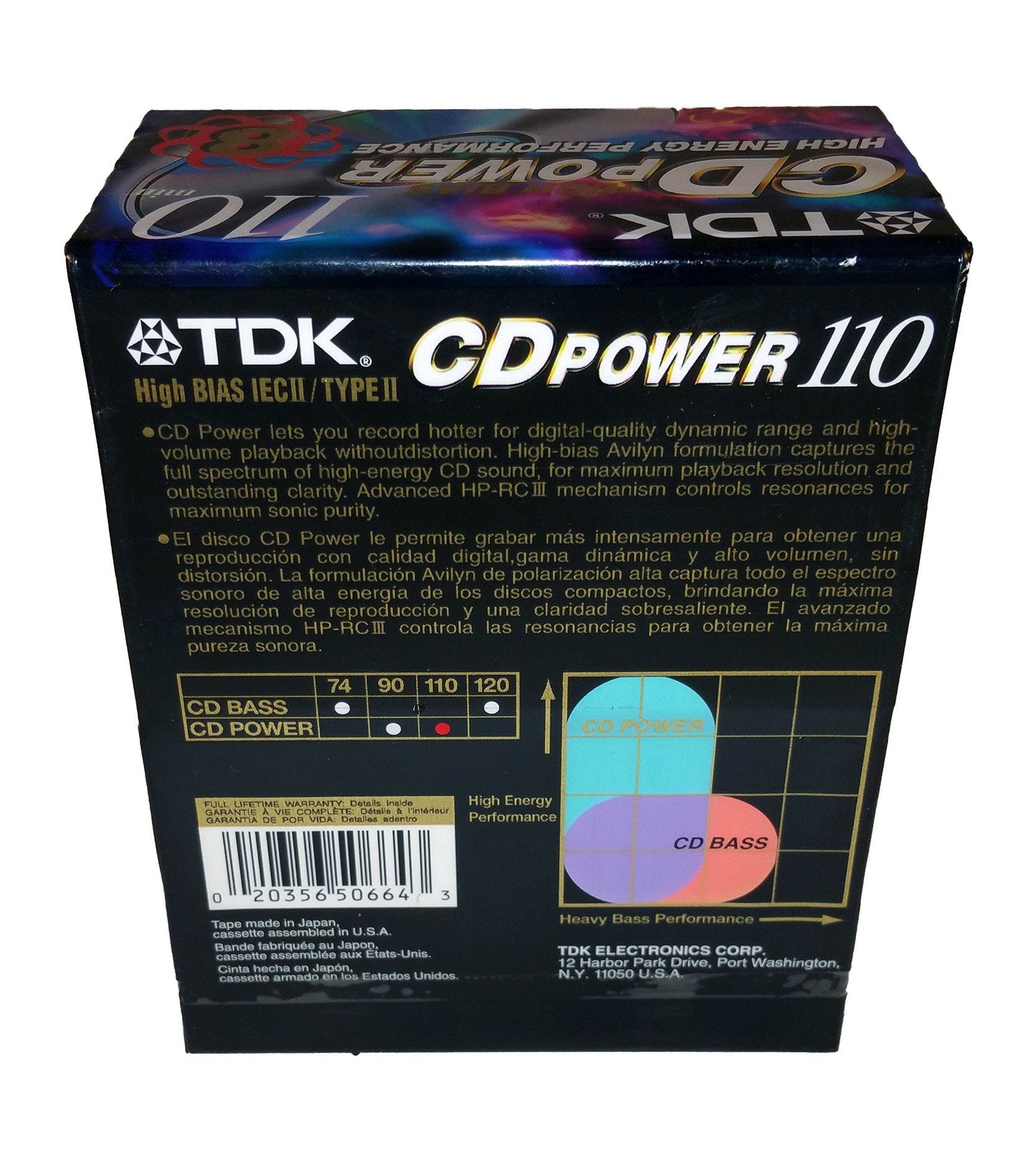 CD Power 110 High Bias High Energy Performance Blank Audio Cassette Tapes - 8 Pack