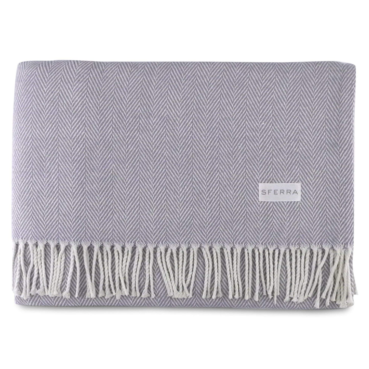 Celine Herringbone, 100% Cotton Throw Blanket  Lilac