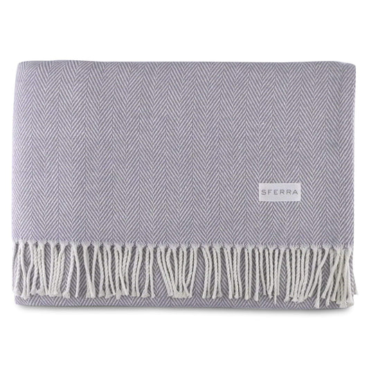 Celine Herringbone, 100% Cotton Throw Blanket  Lilac