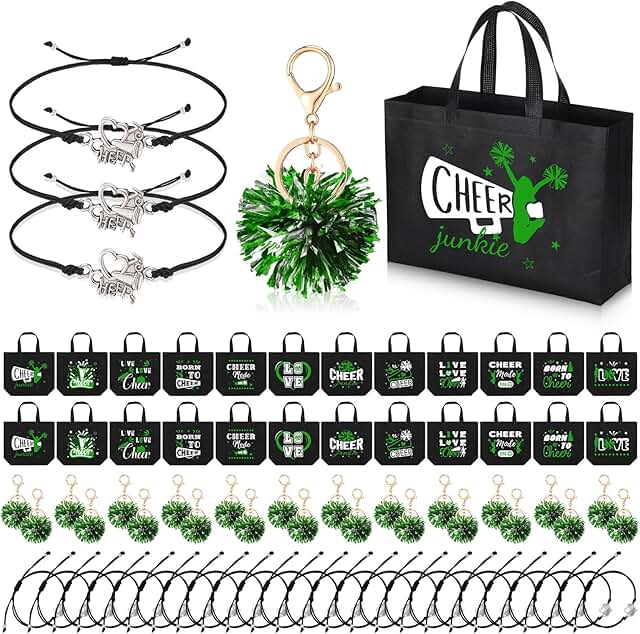 Set of 72 Cheerleading Gifts with Bags Pom Poms and Accessories