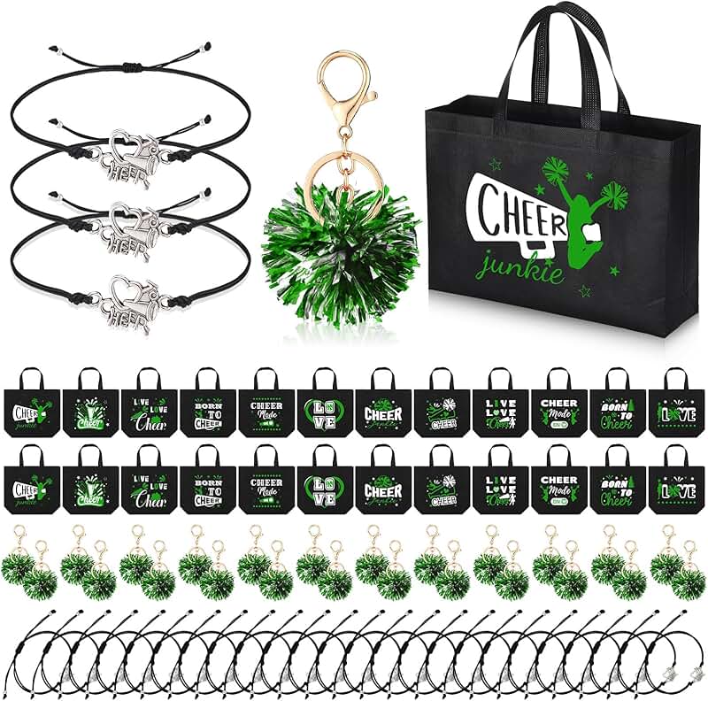 Set of 72 Cheerleading Gifts with Bags Pom Poms and Accessories