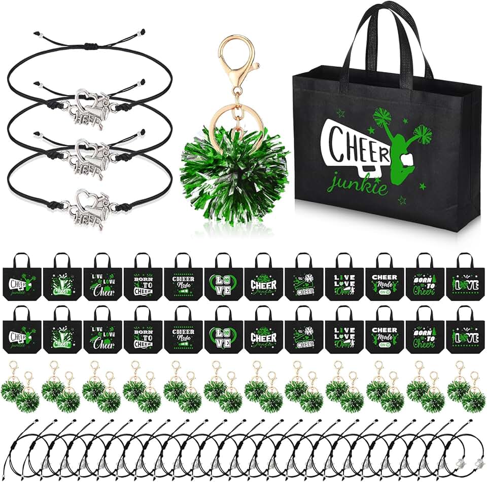 Set of 72 Cheerleading Gifts with Bags Pom Poms and Accessories